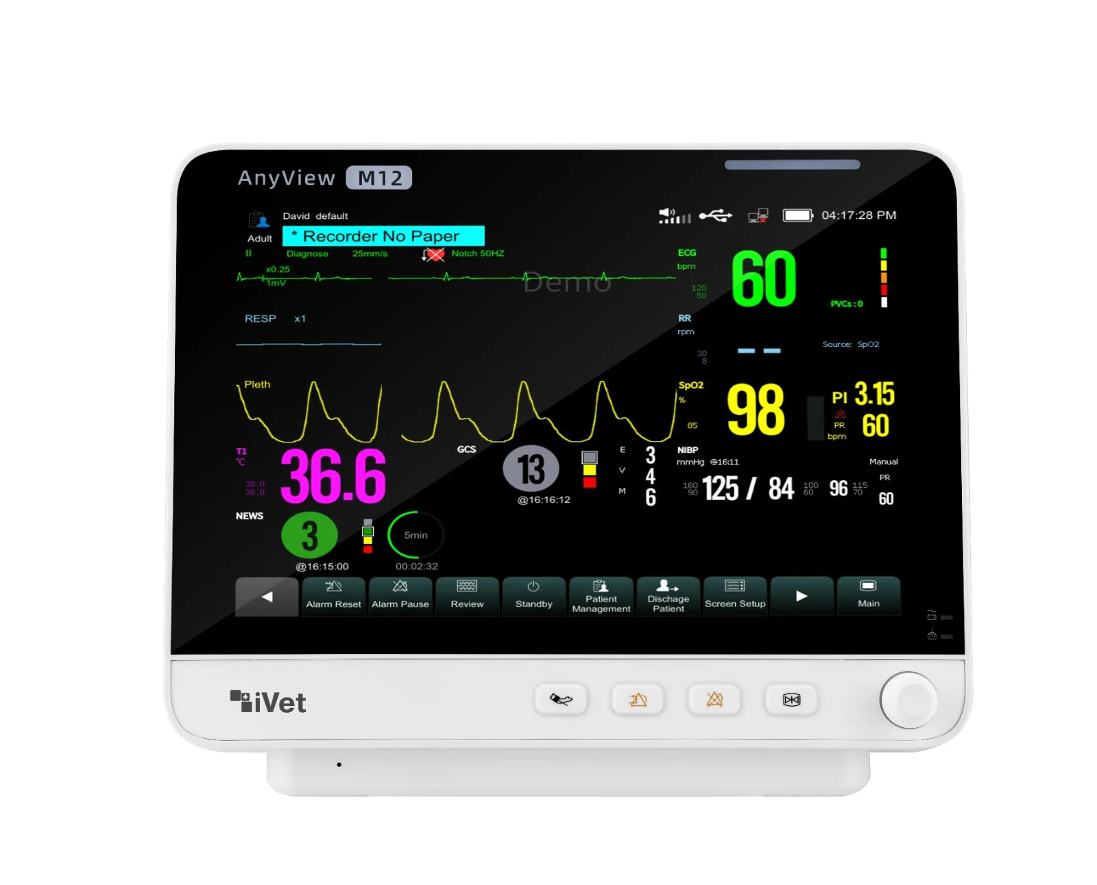 iVet M12 Compact Veterinary Monitor